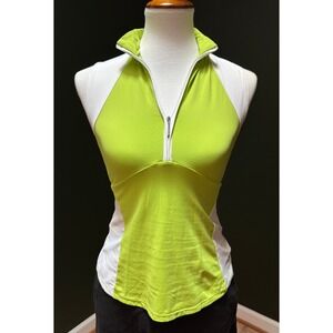 Catwalk Performance Artwear Green White‎ Zip Sleeveless Top Women's Size XS